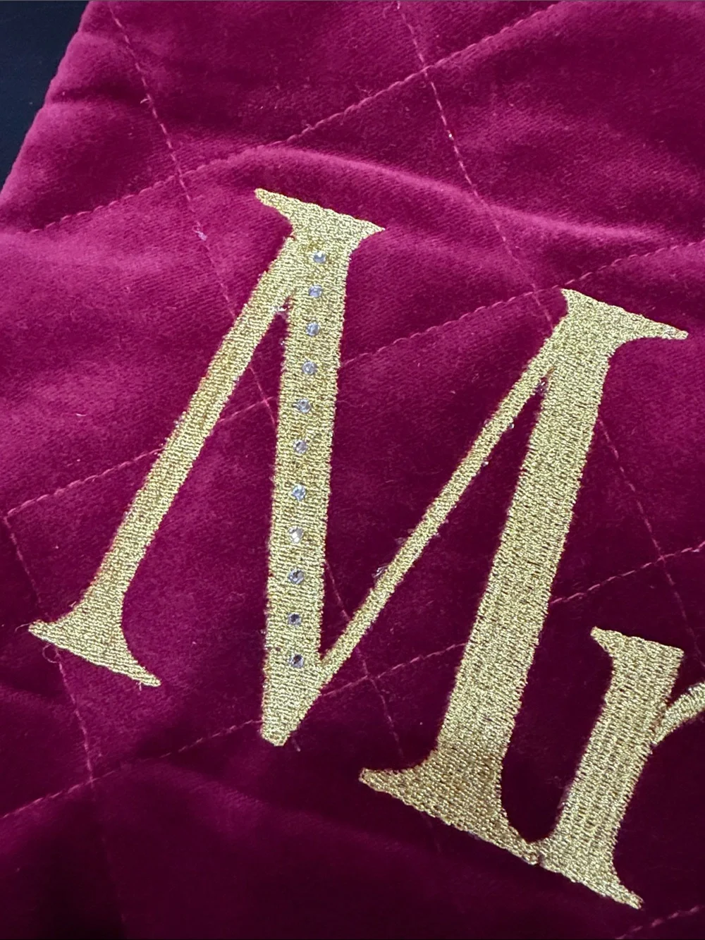 Mr & Mrs Velvet Christmas Stockings - Red with Cream Cuff